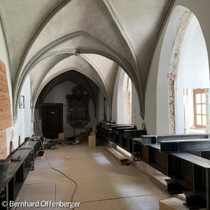 Bauarbeiten im Kreuzgang der Barfüßerkirche, Juli 2026