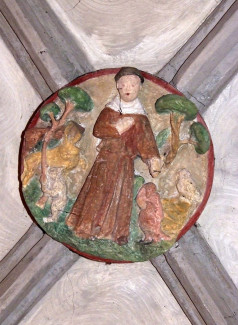 Kreuzgang Gewölbe Schlussstein Franziskus